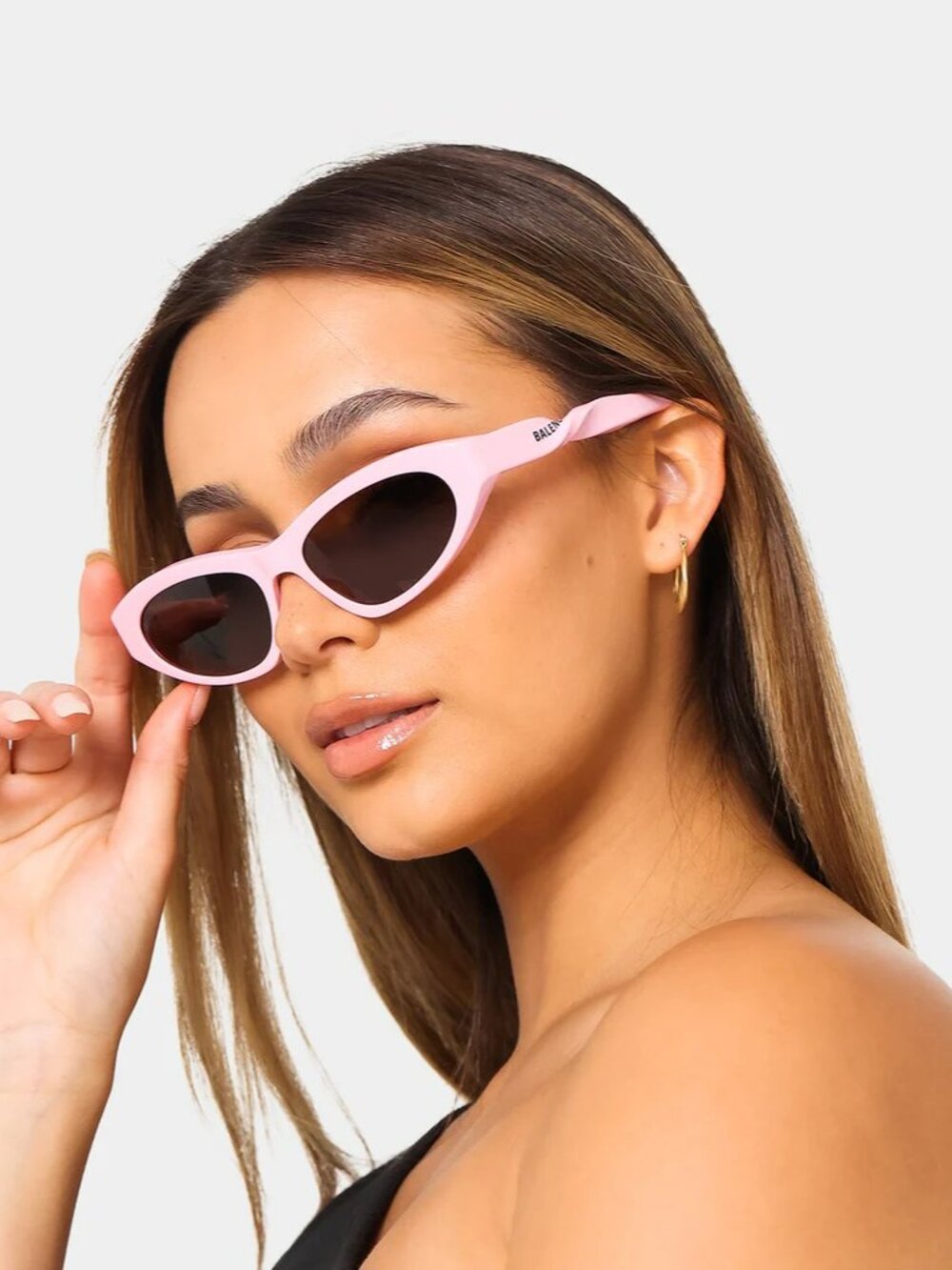 BALENCIAGA BB0207S 004 PINK BROWN CAT EYE SUNGLASSES